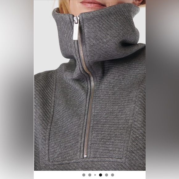 Sweaty Betty Ribbed Half Zip Sweater - Gray - Organic Cotton - US Size 4/Small - Picture 6 of 10